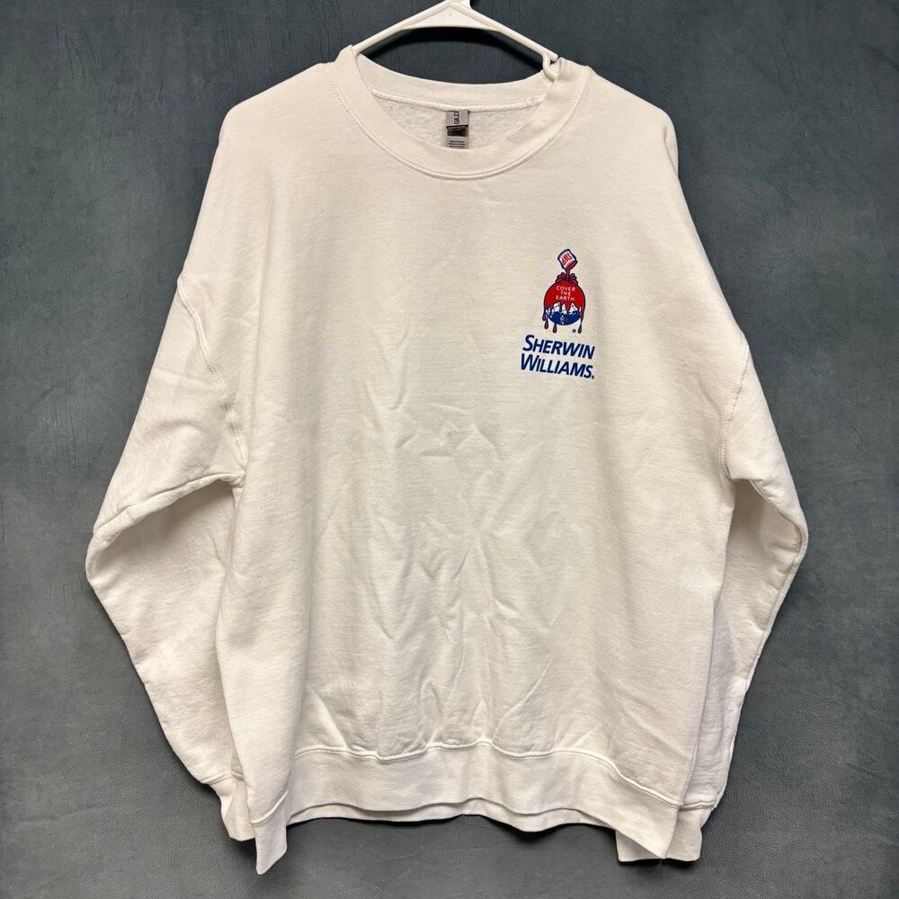 Sherwin Williams Gildan Heavy Blend XL White Logo Sweatshirt Workwear